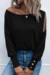 Asymmetrical Cut Out Buttoned Long Sleeve Top